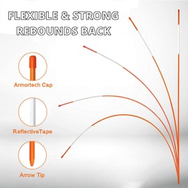 4ft Pro Snow Stakes - 48" x 5/16" Driveway Markers, Pointed Tip, Hy Viz Reflective Tape, Armor Cap (Choose Color/Quantity) (10, Green)