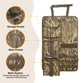 MYDAYS 2 Pack Tactical Seat Back Gun Rack, Camo Front Seat Organizer with MOLLE Panel Vehicle Gun Holder, Hunting Rifle/Shotgun (Camo1)