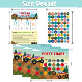 Potty Training Reward Chart, KAMHBE 10 Sheet Potty Training Chart for Toddlers Boys Girls - Car Potty Chart with Stickers Toilet Training Reward Chart Develop Toileting Habit (Car)