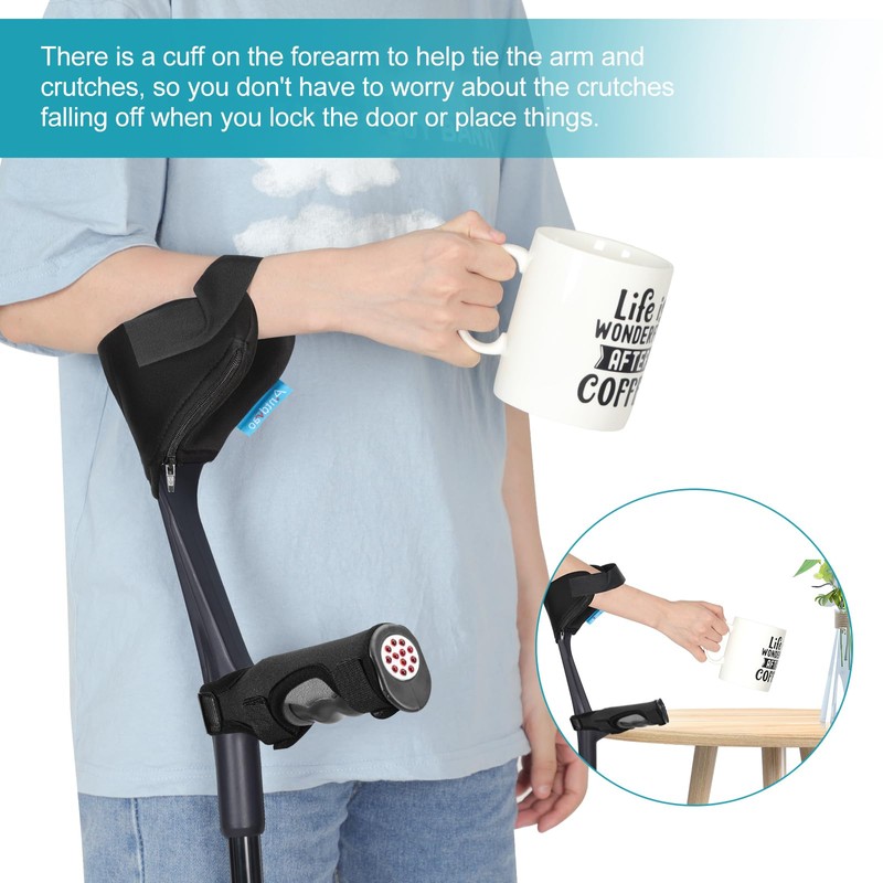 Antdvao Forearm Crutches Pads(x4 Units), Elastic Crutches Padding for The