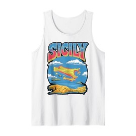 Vintage Sicily Text Over Flag Art Tank Top