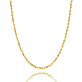 Waitsoul 925 Sterling Silver Rope Chain Lobster Clasp 2mm 18k Gold Chain Necklace for Men Women Necklace Chain 18 Inch