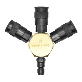 Interstate Pneumatics FPM44R-KA6 Flat Hex Manifold with Three 3/8 Inch Steel Automotive Couplers and One 3/8 Inch Steel Plug Kit