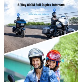 FreedConn - Auriculares Bluetooth para motocicleta, casco TCOM VB, 2 vías 800 M, intercomunicador, kit universal de sistema de comunicación de motocicleta para esquí, ATV/Dirt Bike(FM/IP65/2 en 1