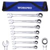 Workpro 8mm-17mm Ratcheting Combination Wrench Set 7PC Combo Wrench Metric