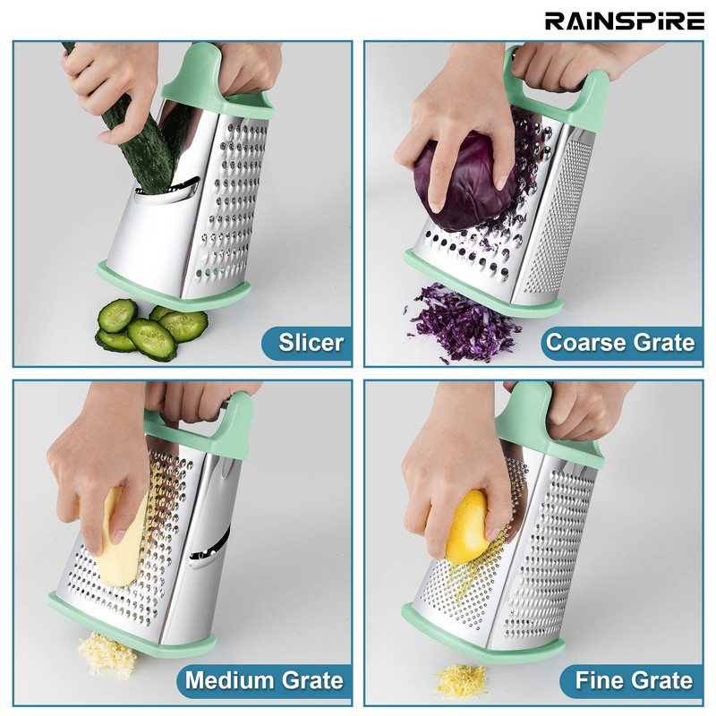 Rainspire Professional Box Grater, Cheese Grater Box for Kitchen Stainless
