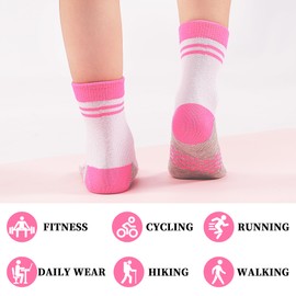LAETBBE 12 Pairs Girls Socks Kids Toddler Crew Socks Girls Athletic Sock Kid School Sock for 2-14 Years