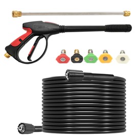 Willbebest 26FT Power Pressure Washer Hose and Gun and Extension Wand Kit for Gas & Electric Pressure Washers, 40 Inch Adjustable Length Washer Gun, M22 Fitting Hose, 5 Nozzle Tips