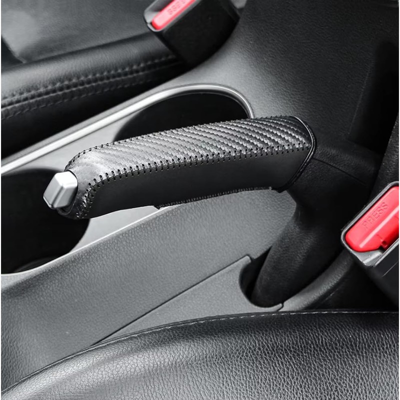 YFFSFDC Genuine Leather Handbrake Protection Cover, Anti-Dirt Cover, Universal Use,