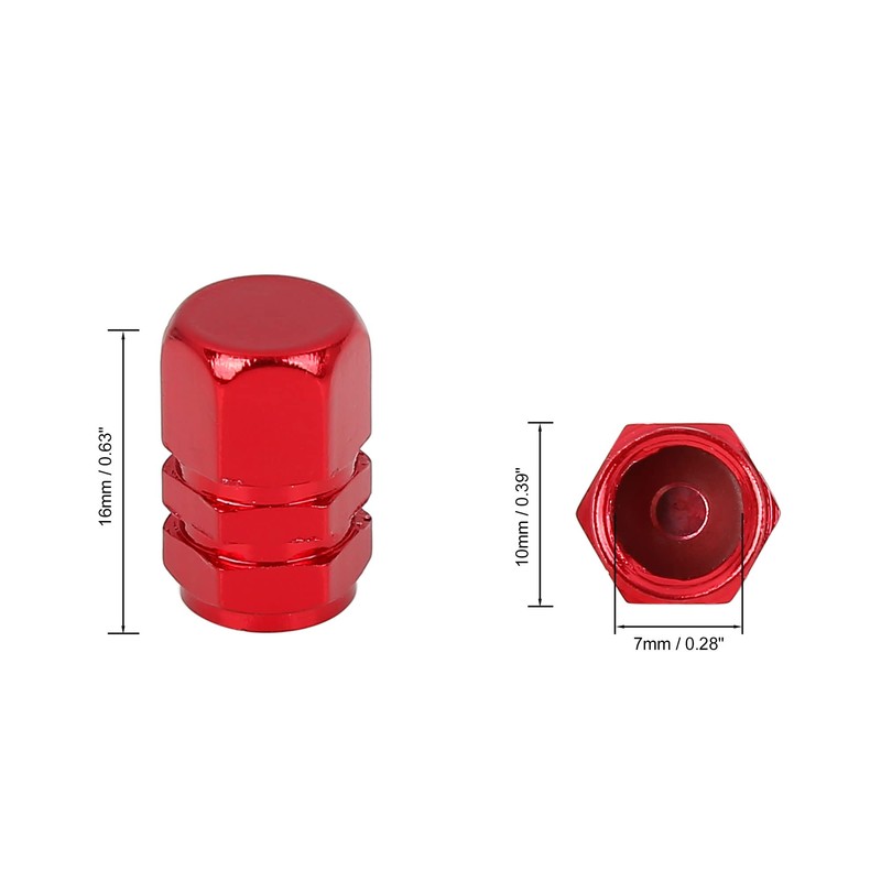 X AUTOHAUX 8pcs Red Tire Stem Valve Caps Wheel Valve