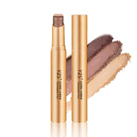 Wirwody Stick Eye Shadow 3-Color Gradient Natural Color Blend Tip Attached Pearl & Matte Texture Convenient to Carry #01 Matte Earth Color
