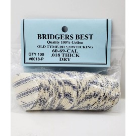 Bridgers Best Pillow Ticking Patches 100% Cotton .60-.69 Cal .018" Muzzleloader