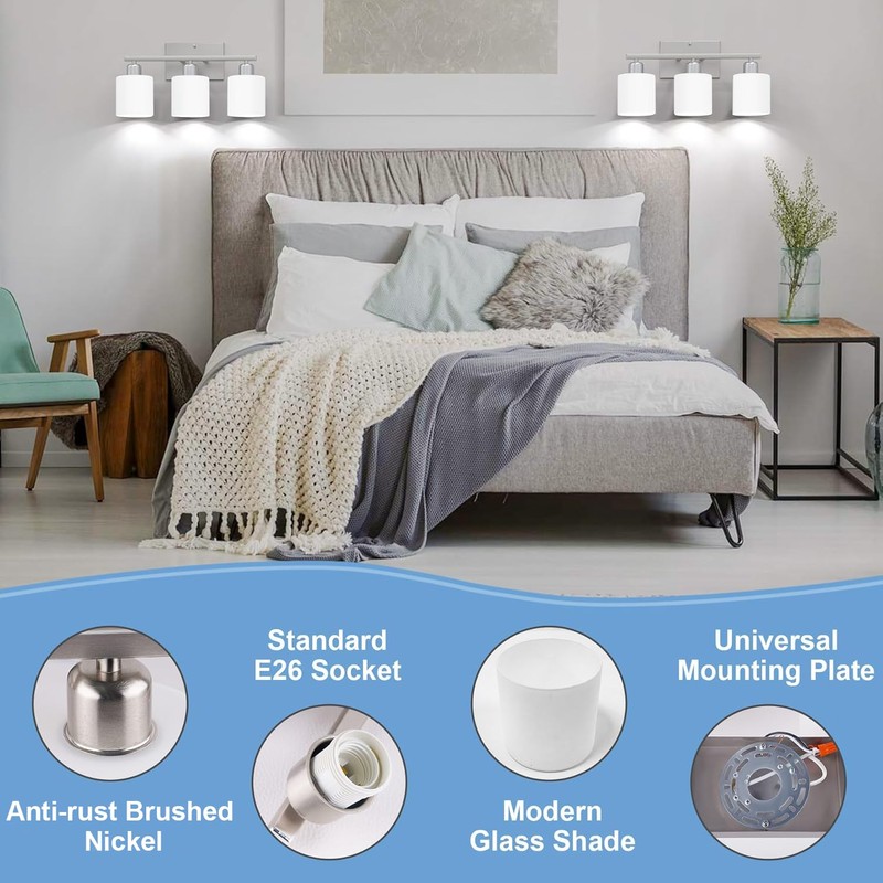 Dekang Bathroom Light Fixtures Over Mirror Brushed Nickel, Rustproof 3-Light