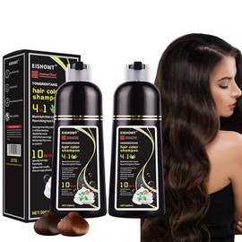 2pcs shampoo para canas, champú tinte instantáneo 4 en 1, Coloración rápida, Cubre canas, ingredientes herbales suaves, tinte para el cabello apto par