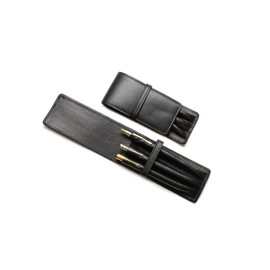 Ashlin Genuine Leather 'Eaton' Triple 3 Pen Case, Black[PEN07-18-01]