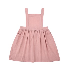 Surblue Kids Retro Aprons Pinafore Apron for Girls Boys Cotton Linen Aprons for Children, Pink, 3-6 Years Older