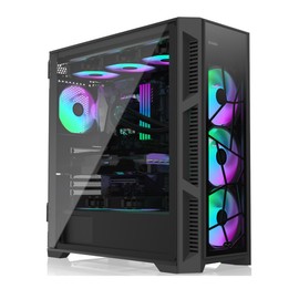 RAIJINTEK PONOS Ultra TG4 E-ATX Mid Tower PC Case, Opening Tempered Glass Side Panel, Pre-Install 4 ARGB Fans, Black (0R20B00225)