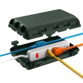 Outdoor Waterproof Electrical Box, Large Extension Cord Cover (9.05x6.61x2.67inch) Plug Protector Cable Connection Safety Box IP54 Water-resistant for Power Strip, Holiday Light and Decorations, Green