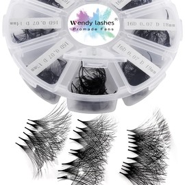 Ready-to-Use Fan Eyelash Extension, 16D, Pack of 500, 13-20 mm, 0.07 mm, D Curl, Ready Volume Eyelashes, Fans, Premade Volume Fans Russian Eyelash Extension (500-16D-0,07-D-13-20)