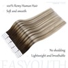 Easyouth Long Tape in Hair Extensions Real Human Hair Balayage