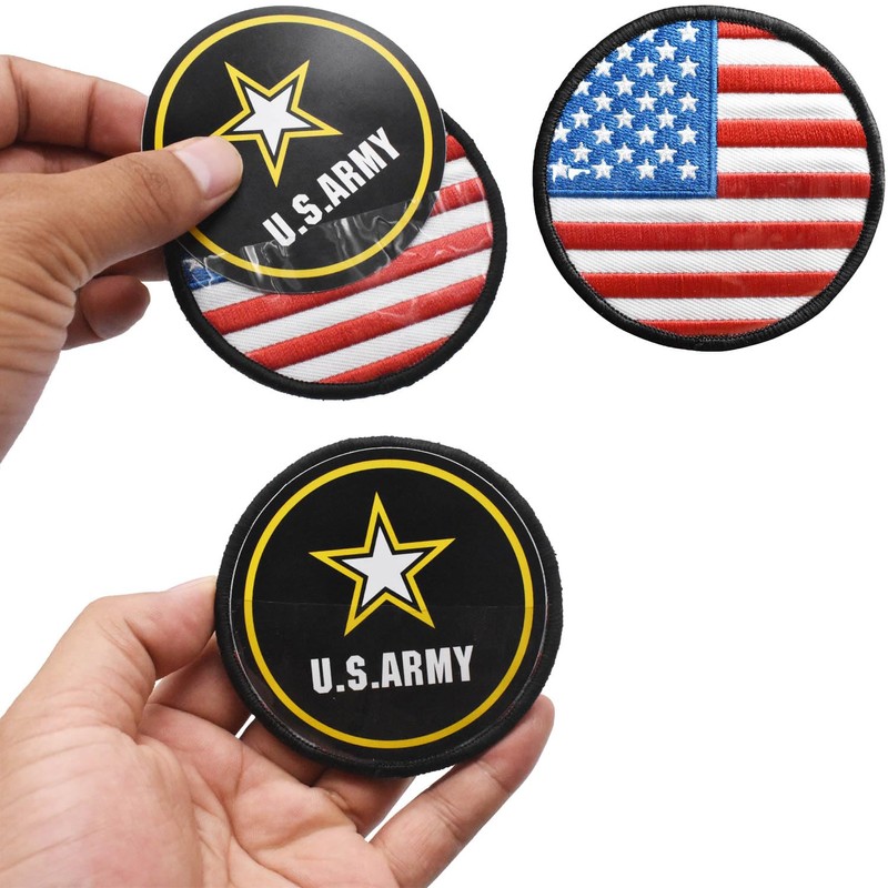 Round American Flag Patch, Hook and Loop USA Flag Embroidered