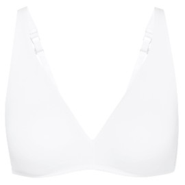 CALIDA Natural Comfort Women's Triangle Shaped Soft Bra Adjustable Straps Non-Wired High Quality Cotton, White