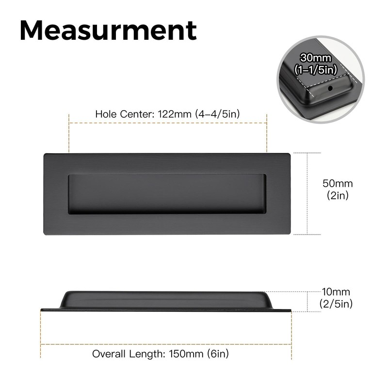 Ravinte 2 Pack Black Cabinet Pulls - Recessed Finger Pulls