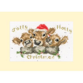 Bothy Threads Counted Cross Stitch Christmas Card Kit - Jolly Holly