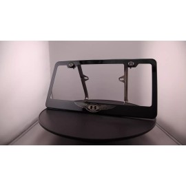 KA Black Chrome Fit bentley Logo Laser Engraved Stainless Steel License Plate Frame