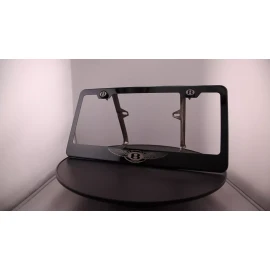 KA Black Chrome Fit bentley Logo Laser Engraved Stainless Steel License Plate Frame
