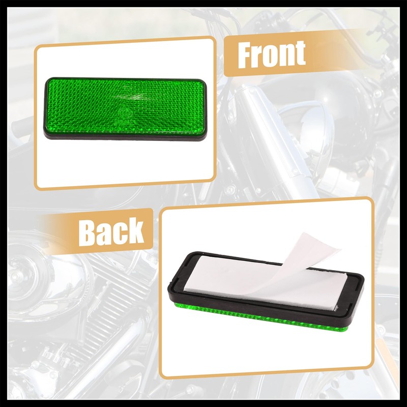 Hihaha 2 Pcs 87mm Green Universal Rectangular Reflective Warning Reflector