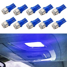 Kutyun 194 LED Bulbs Blue Super Bright 5th Generation, T10 LED Bulbs, DC 12V 168 LED Bulb Replacement for Car Interior Dome Map Door Courtesy License Plate Lights W5W 2825, Pack of 10