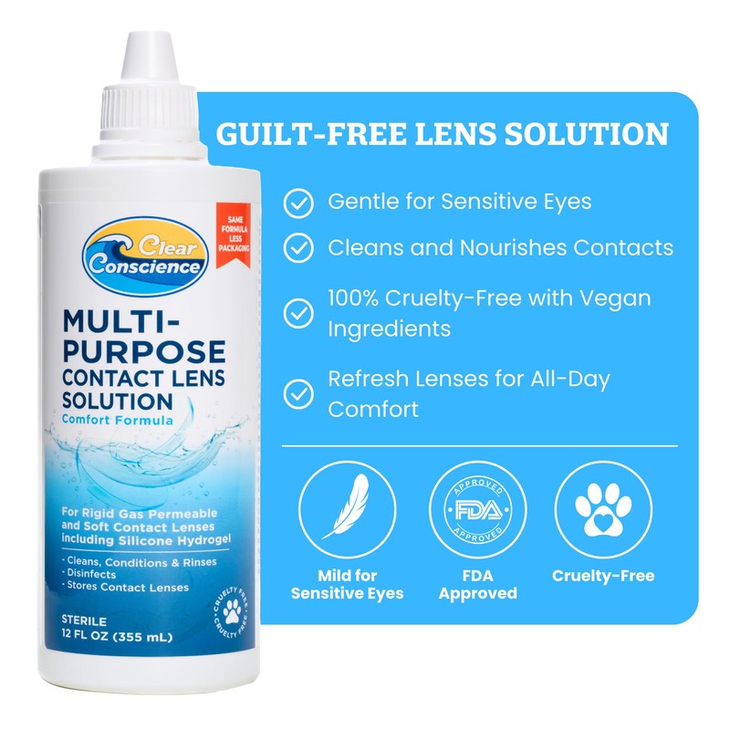 Cruelty-Free Contact Lens Solution 12oz - Multipurpose Cleaner & Sterile