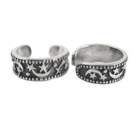 Sterling Silver Moon and Stars Band Ear Cuff Earring, One Piece