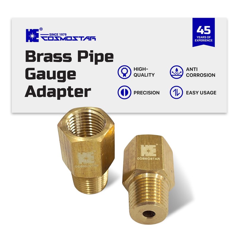 Cosmostar 1/8 BSPT Male to 1/8-27 NPT Female Gauge Adapter