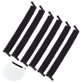 BENECREAT 6 Pairs Black Sun String Visor Cord, Curly Shoelaces Replacement Elastic Shoe Lace for Foam Sun Hat Sports Sports Shoes