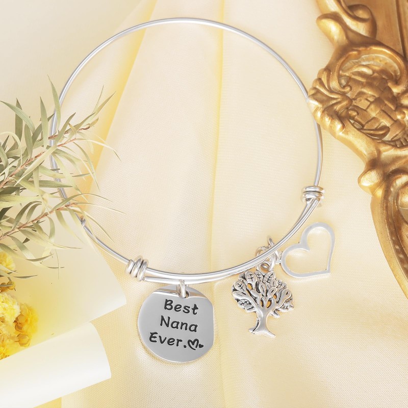 Kivosliviz Best Nana Ever Bracelet Birthday Gift for Nana Expandable