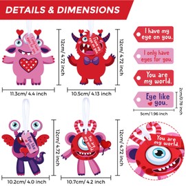 Sumind Valentine's Day Craft Kits for Kids, DIY Craft Ornament Valentine Class Game Activities Paper Craft Hanging Ornament for Valentines Day Decorations (48 Sets)
