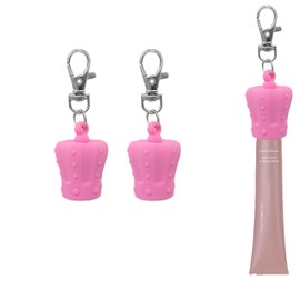 2Pcs Keychain Holder for Lip Gloss Summer Fridays,Lip Balm Holder Keychain,Portable Lipgloss Case for Women & Moms (Pink)