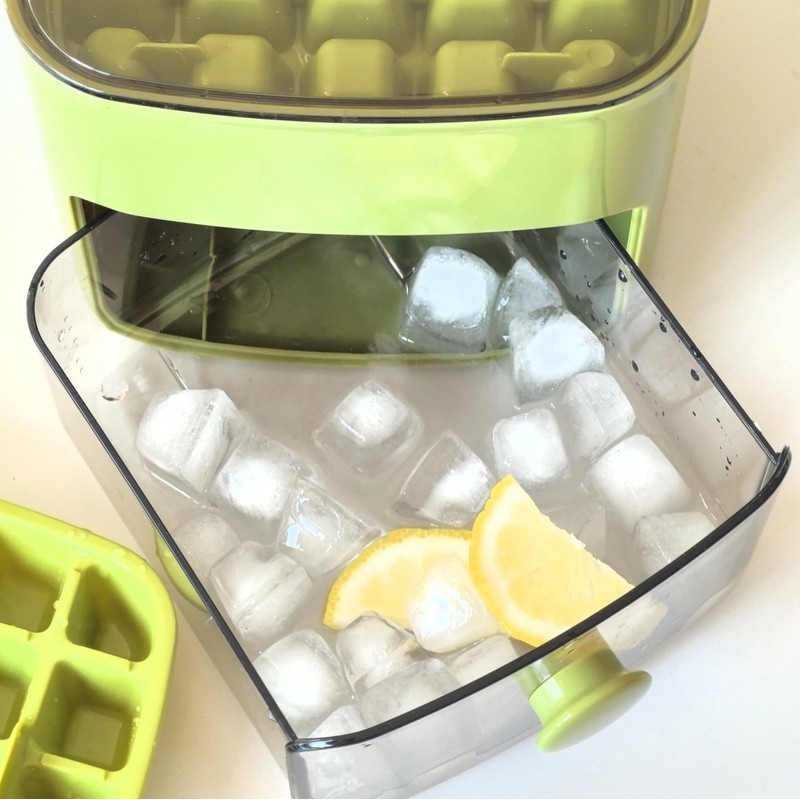 Ice Cube Tray with Lid&Bin&Tong, Easy Release 48pcs Ice Cube