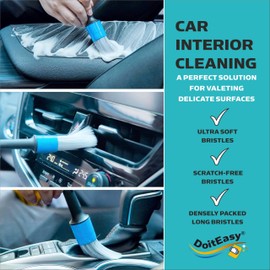 DoitEasy® UK 5x Professional Premium Detailing Brushes, Ultra-Soft, Non-Scratch, For Cleaning/Washing Cars. Each Detail Brush Is Safe For Valeting Delicate Surfaces, Inc. Paintwork & Alloy Wheels