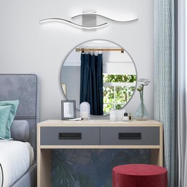 Sovinzert Brushed Nickel Curved Bathroom Vanity Light Fixture Over Mirror, 23.62 inch Modern LED Wall Lamp 5CCT Dimmable Bathroom Light Fixture Modern Vanity Lighting 23 Inch Wall Sconces