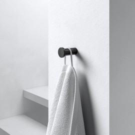 Keuco Towel Hooks Metal Black Matte Powder Coated Round Bathroom Guest Toilet Wall Hooks for Towels and Bathrobes Plan Black Selection
