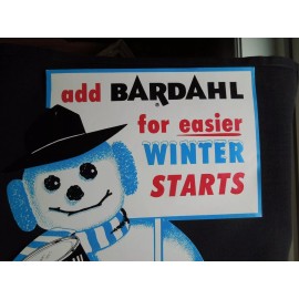 NOS BARDAHL "ADD BARDAHL EASIER WINTER STARTS" SNOWMAN HANDOUT, FLYER, POSTER