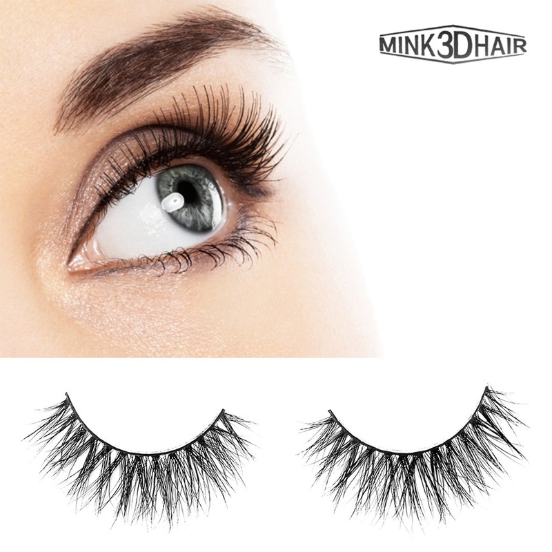 JewelryWe 3D Mink Hair False Eyelashes Black 100% Handmade Eyelashes