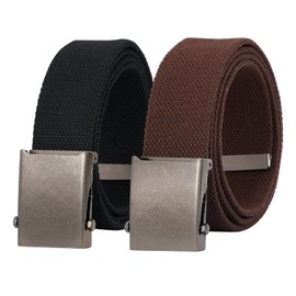 JASGOOD Canvas Web Belt for Men Adjustable Cloth Fabric Military Belt with Metal Buckle, C-Black+Coffee