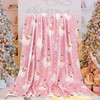 JarThenaAMCS Christmas Fuzzy Blanket 60 x 50 Inch Pink Santa