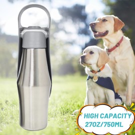 Water Bottle for Dogs, ZoneYan 750 ml Stainless Steel Dog Drinking Bottle for Travel, Portable Water Bottle for Pets, Leak-proof Dog Water Dispenser for Travel, Parks, Camping, Hiking