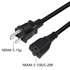 GINTOOYUN NEMA 5-15P to 5-15R/20R Power Extension Cord, 16AWG 15 Amp Household Plug to 20 Amp T-Blade AC Power Cable, 1FT 30CM