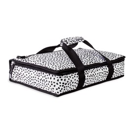 Steel Mill & Co Casserole Carrier for Hot or Cold Food, Fits 9”x13” Glass Baking Dish with Lid, Insulated Food Carrier for Picnics, Cookouts, and Potlucks, Black Dots